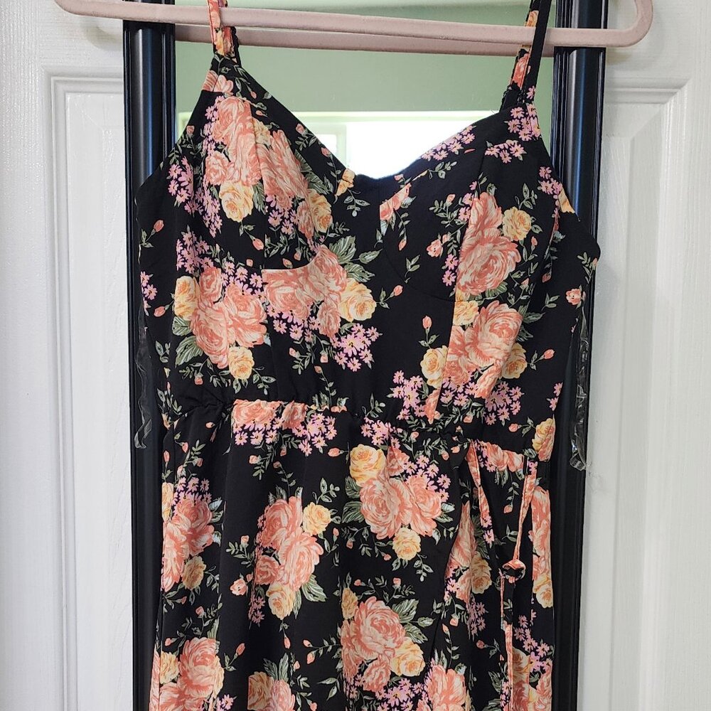Black/Pink Floral Dress: Sz Sm